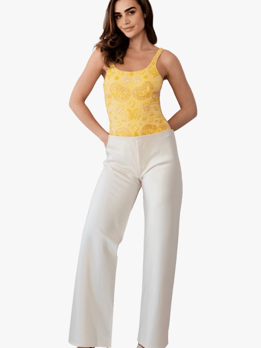 Satin Cream Wide-Leg Pants